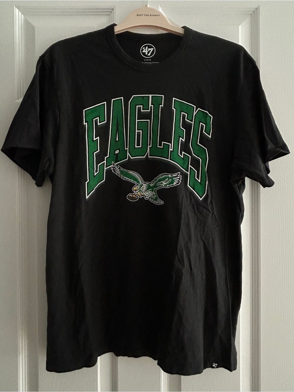 47 Black Eagles Graphic Tee with Green Team Lettering